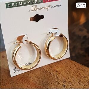 DANECRAFT Sterling / 24k Gold Medium Size Huggie Earrings